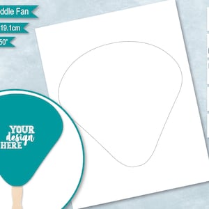 Petal Shape Paddle Fan Blank Template, Church Wedding Program, Flower Party DIY Hand Fan Label, PsD, PNG, SvG, DxF, Word Formats image 1