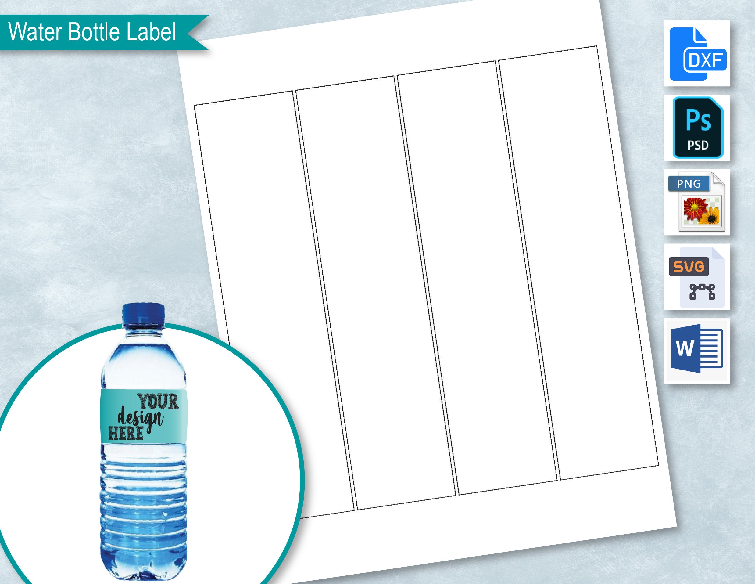 Water Bottle 500 ml 16.9 Oz Blank Wrapper Template Water Etsy Water Bottle 500 ml 16.9 Oz Blank Wrapper Template Water Etsy