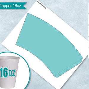 16oz Blank Paper Cup Wrapper Template,  Styrofoam Coffee Cup Template, Create Design Your Own, PSD, PNG, SVG, Dxf, Microsoft Word Doc Format