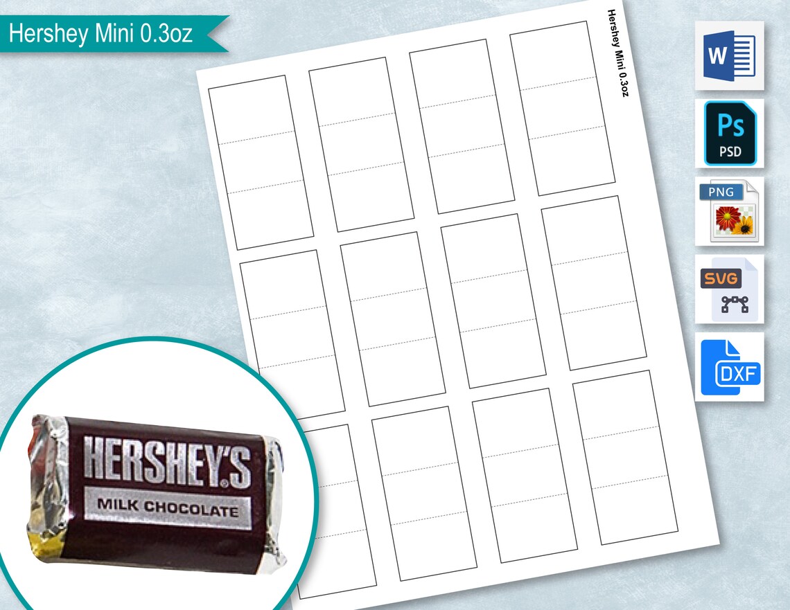 Hershey Mini 0.3oz Blank Wrapper Template Hershey's | Etsy