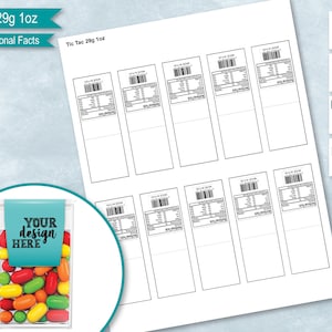 Mint Box 1oz 29g tom omslagsmall med näringsfakta, Mint bröllopsgåva klistermärke etikett, skapa design din egen, PnG, SVG, Cricut