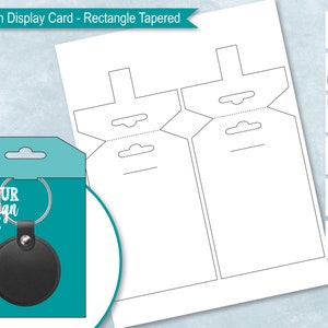 Plantilla en blanco de tarjeta de visualización de llavero ancho cónico rectangular, soporte de tarjeta de llavero de sublimación, embalaje de llavero, bricolaje, PsD, PNG, SvG, EPS