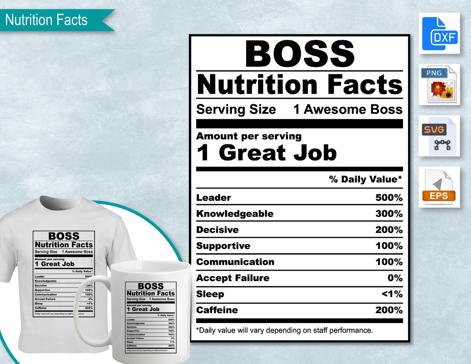 Boss Nutrition Facts SVG Nutritional Fact Label Template Etsy