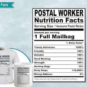 Postal Worker Nutrition Facts, Mail Worker SVG Nutritional Fact Label Template, Printable, DIY, Eps, PNG, SvG, DxF, Cricut, Silhouette