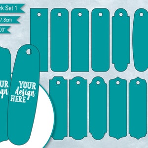 12 Bundle Set 1 Rectangular Bookmarks Blank Template, DIY Create Your Own Custom Personalized Rectangle Bookmark, PsD, PNG, SvG, DxF, Word