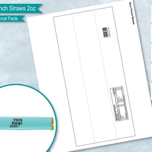 Sour Straws Candy 2oz 57g Blank Wrapper Template with Nutrition Facts, Sticker Label, PSD, PNG, SVG, DxF, Microsoft Word Doc