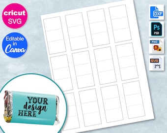 Mall för tomt chokladpapper med mini-chokladklistermärke, utskrivbar, DIY, PSD, PNG, SVG, DxF, Cricut Svg, Canva