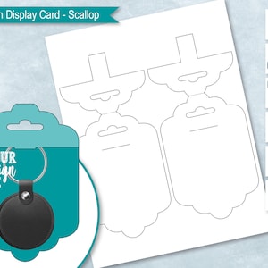 Scallop Wide Keychain Display Card Blank Template, Sublimation Keyring Card Holder, Key chain Packaging, DIY,  PsD, PNG, SvG, DxF, EPS