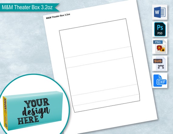 Movie Theater Mini Chocolate Box 3.2oz 90.7g Blank Wrapper Template, Sticker Label, DIY, Create Design Your Own, PNG, SVG, Ms Word, Cricut