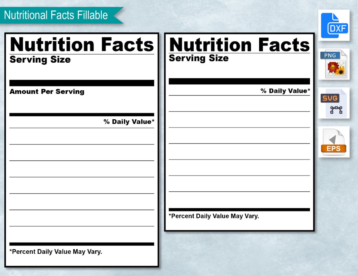 Blank Fillable Nutrition Facts Editable Nutritional Fact Etsy Blank Fillable Nutrition Facts Editable Nutritional Fact Etsy