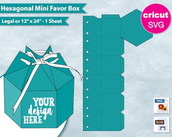 Sechseckige Mini-Geschenkbox, 8,5 "x 14" Bogen druckbar, Sechseck-Geschenkbox, Party-Geschenkbox, DIY, Cricut, Silhouette, SVG, PNG
