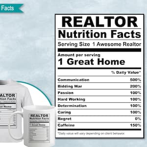Realtor Nutrition Facts, SVG Nutritional Fact Label Template, Printable, DIY, Eps, PNG, SvG, DxF, Cricut, Silhouette