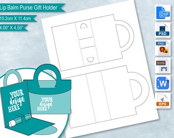 Plantilla en blanco para bálsamo labial de bolso, caja plegable para bálsamo labial con sublimación, personaliza tu propio diseño, PSD, PNG, SVG, DXF, EPS, MS Word