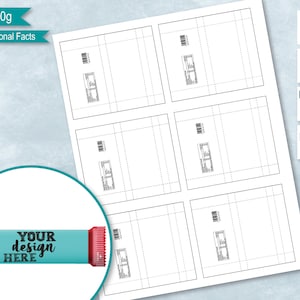 May include: Printable template for Kit Kat candy bar wrappers. The template includes six wrappers with a blank space for a design and nutritional facts. The wrappers are black and white with a dotted line pattern.