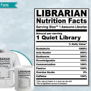 Librarian Nutrition Facts,  SVG Nutritional Fact Label Template, Printable, DIY, Eps, PNG, SvG, DxF, Cricut, Silhouette