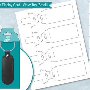 Wavy Top Keychain Display Card Blank Template, Sublimation Keyring Card Holder, Key chain Packaging, DIY,  PsD, PNG, SvG, DxF, EPS, Word