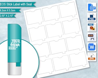 EOS Stick 0.14oz 14g Label with Seal Blank Template, Eos Label Sticker Template, Eos Customize Your Own Design, PsD, PNG, SvG, DxF, MS Word