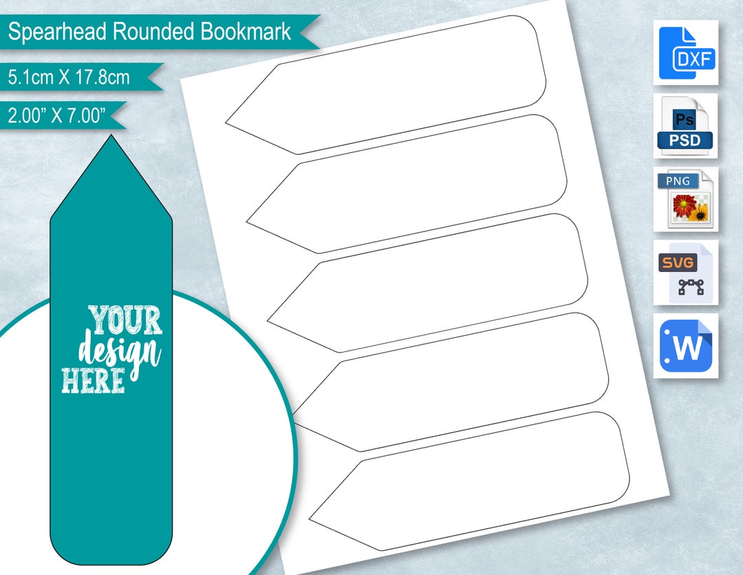 Spearhead Rounded Rectangular Bookmark Blank Template, DIY Create ...