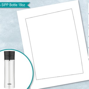 18oz Thermos SIPP Bottle Blank Wrapper Template, Thermos Tumbler Sublimation, Create Design Your Own, PsD, PnG, SvG, Dxf, Eps Formats