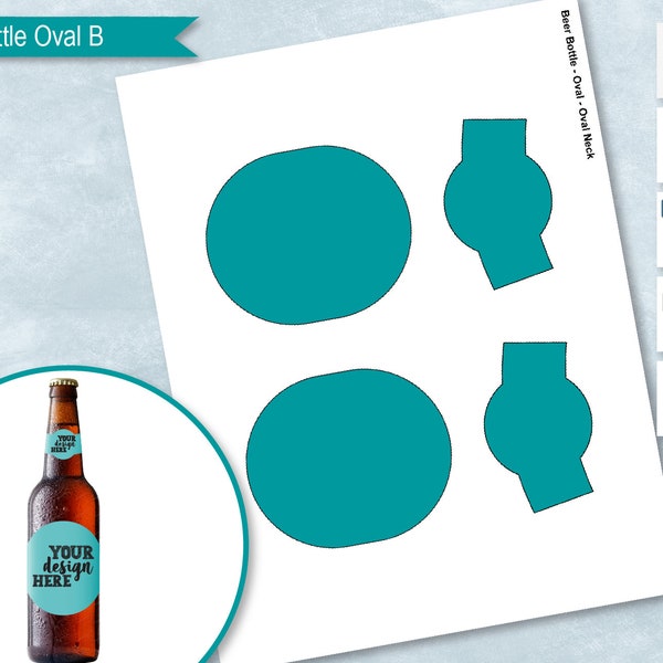 Bierflasche ovale Etikettenvorlage, Bierflasche ovaler Halsetikettenaufkleber, Erstellen Sie Ihr eigenes Design, PSD, PNG, SVG, Dxf, Microsoft Word Doc Formate