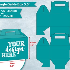 5.5&quot; Rectangle Gable Box Template, 5.5 Inch Gable Gift Box Template, Party Favor Box, SVG for Cricut, Sublimation Cut File SVG, PNG