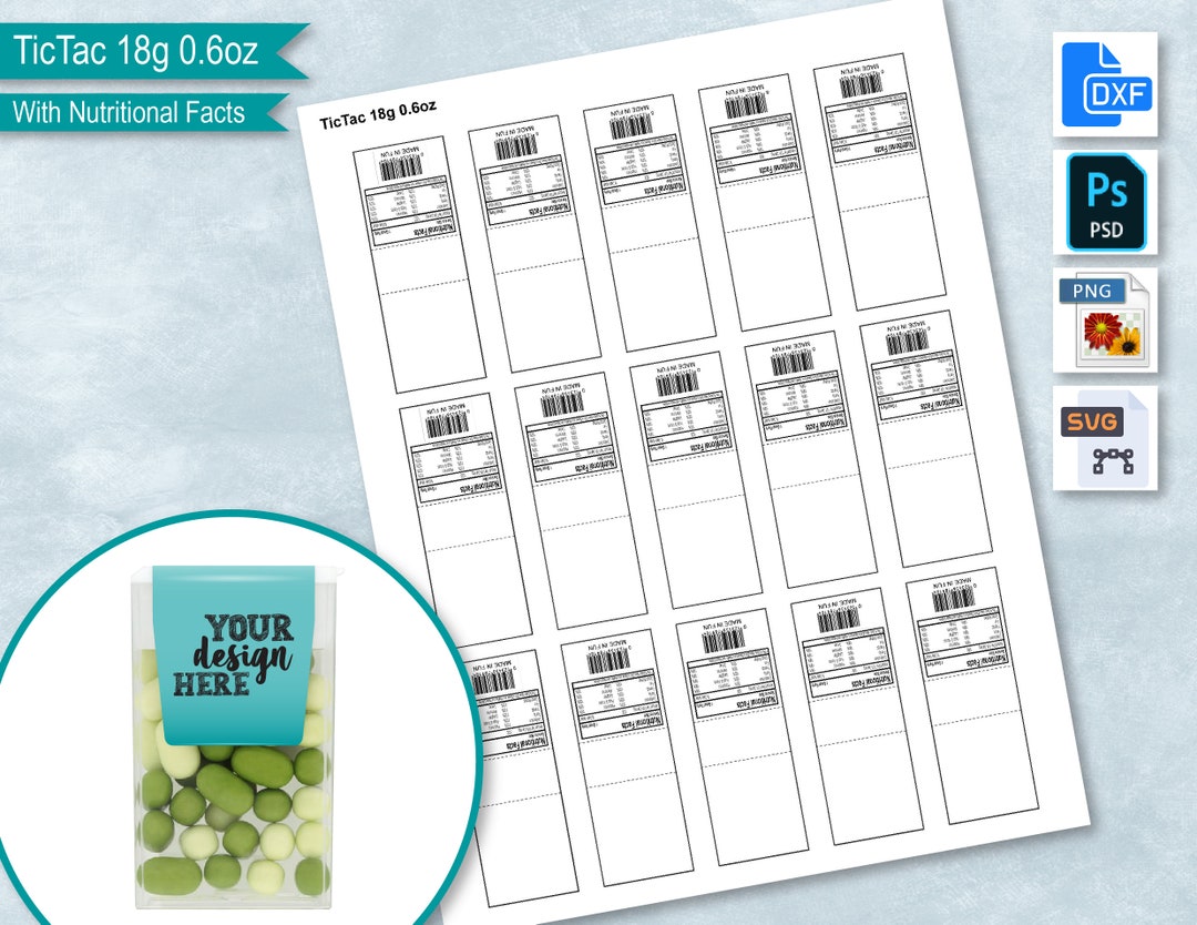 Mint Box 0.6oz 18g Blank Wrapper Template With Nutritional Facts, Mint ...