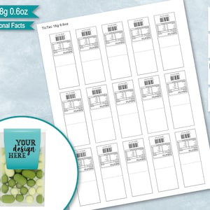 Mint Box 0.6oz 18g Blank Wrapper Template with Nutritional Facts, Mint Sticker Label, Custom DIY Mint Wedding Favor, PSD, PnG, SVG, Cricut