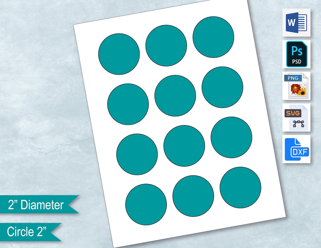 2 Inch Circle Blank Template, 51 Mm Round Sticker Collage, 2 ...