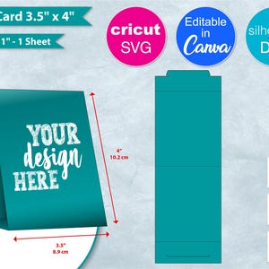 Modello vuoto per cartoncino da tenda da 3,5" x 4", segnaposto da tavolo, cartoncino per pasti, cartoncino per alimenti, fai da te, foglio da 8,5" x 11", Canva, Cricut SVG, Silhouette, stampabile