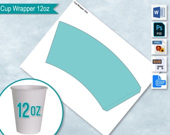 custom paper hot cups 12oz Blank Paper Cup Wrapper Template, Styrofoam Coffee Cup Template, Create Design Your Own, PSD, PNG, SVG, Dxf, Microsoft Word Doc Format