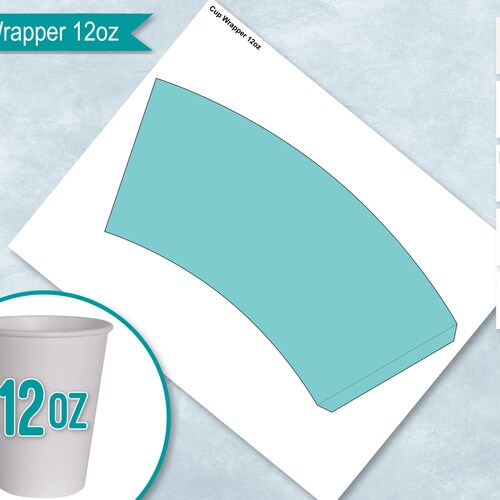 8oz Blank Paper Cup Wrapper Template Styrofoam Coffee Cup - Etsy