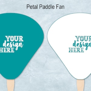 Petal Shape Paddle Fan Blank Template, Church Wedding Program, Flower Party DIY Hand Fan Label, PsD, PNG, SvG, DxF, Word Formats image 2