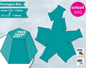 Pentagon Gift Box, 8.5"x11" SheetPrintable, Pentagon Favor Box, Party Gift Box, Create Your Own, DIY, Cricut, Silhouette, SVG, PNG