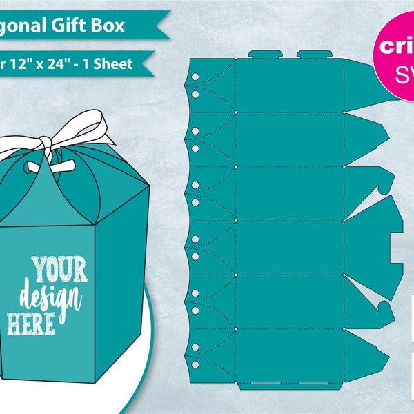 Hexagonal Tall Gift Box, 8.5"x14" Sheet Printable, Hexagon Gift Box, Party Gift Box, Create Your Own, DIY, Cricut, Silhouette, SVG, PNG