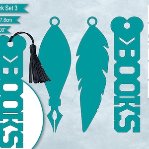 Bookmark Bundle Set 3 Blank Template, Pen, Feather, Books Bookmark, DIY Create Custom Personalized Bookmark, PsD, PNG, SvG, DxF, Word