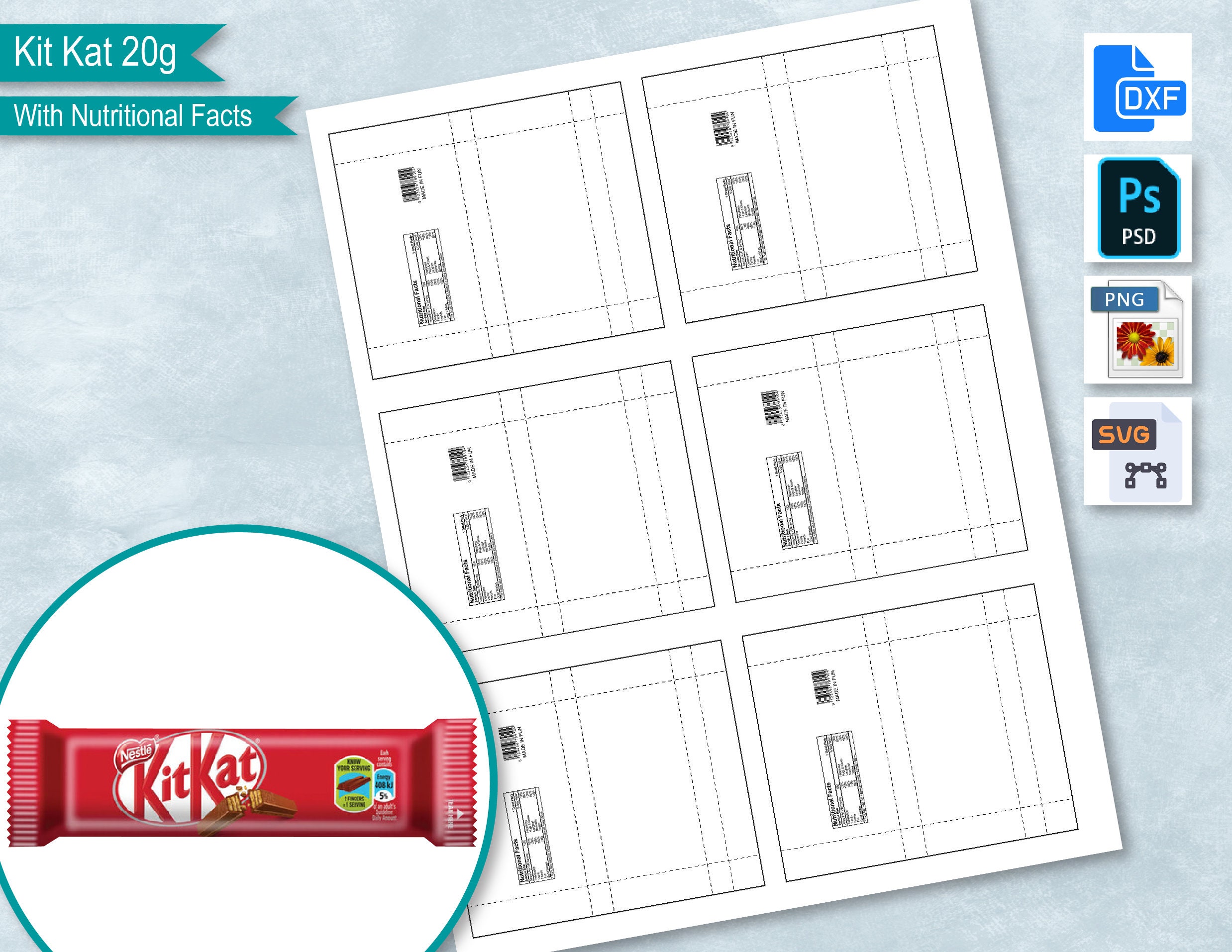 Kit Kat 20g 2 Finger Bar Blank Wrapper with Template Etsy