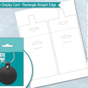 Rectangle Wide Straight Edge Keychain Display Card Blank Template, Sublimation Keyring Holder, Key chain Packaging, DIY,  PsD, PNG, SvG