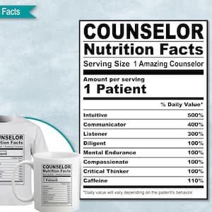 Counselor Nutrition Facts, Svg Nutritional Fact Label Template, Imprimible, DIY, Eps, PNG, SvG, DxF, Cricut, Silhouette