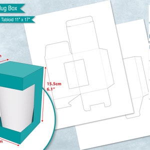 17oz Mug Box with Window Template, 11&quot;x17&quot; Size Sheet, Mug Gift Display Box, Cricut Mug, Sublimation Cut File, Printable, Canva, SVG, PnG