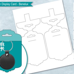 Benelux Wide Keychain Display Card Blank Template, Sublimation Keyring Card Holder, Key chain Packaging, DIY,  PsD, PNG, SvG, DxF, EPS