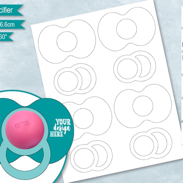 EOS Pacifier Card Blank Template, Sublimation LipBalm Holder, Baby Shower Lip Balm Holder Card, Customize Your Own Design,  PsD, PNG, SvG