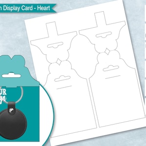 Heart Shaped Wide Keychain Display Card Blank Template, Sublimation Keyring Card Holder, Key chain Packaging, DIY,  PsD, PNG, SvG, DxF, EPS