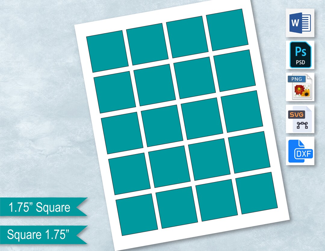 1.75 Inch Square Blank Template, 44 Mm Square Sticker Collage, 1.75 ...