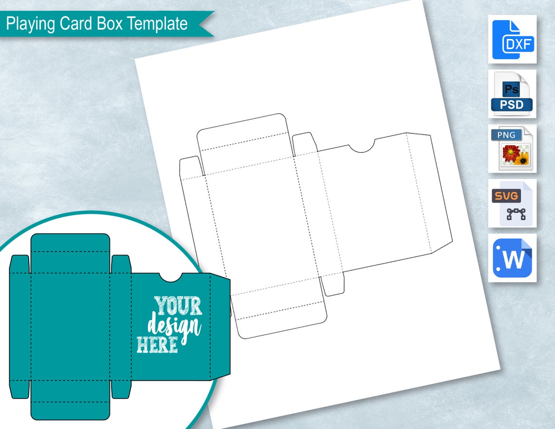 Playing Card Box Template Trading Card Box Template DIY Etsy