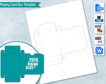 Playing Card Box Template, Trading Card Box Template, DIY Blank Custom Poker Card Box, Create Your Own Design, PsD, PnG, SvG, DxF, MS Word