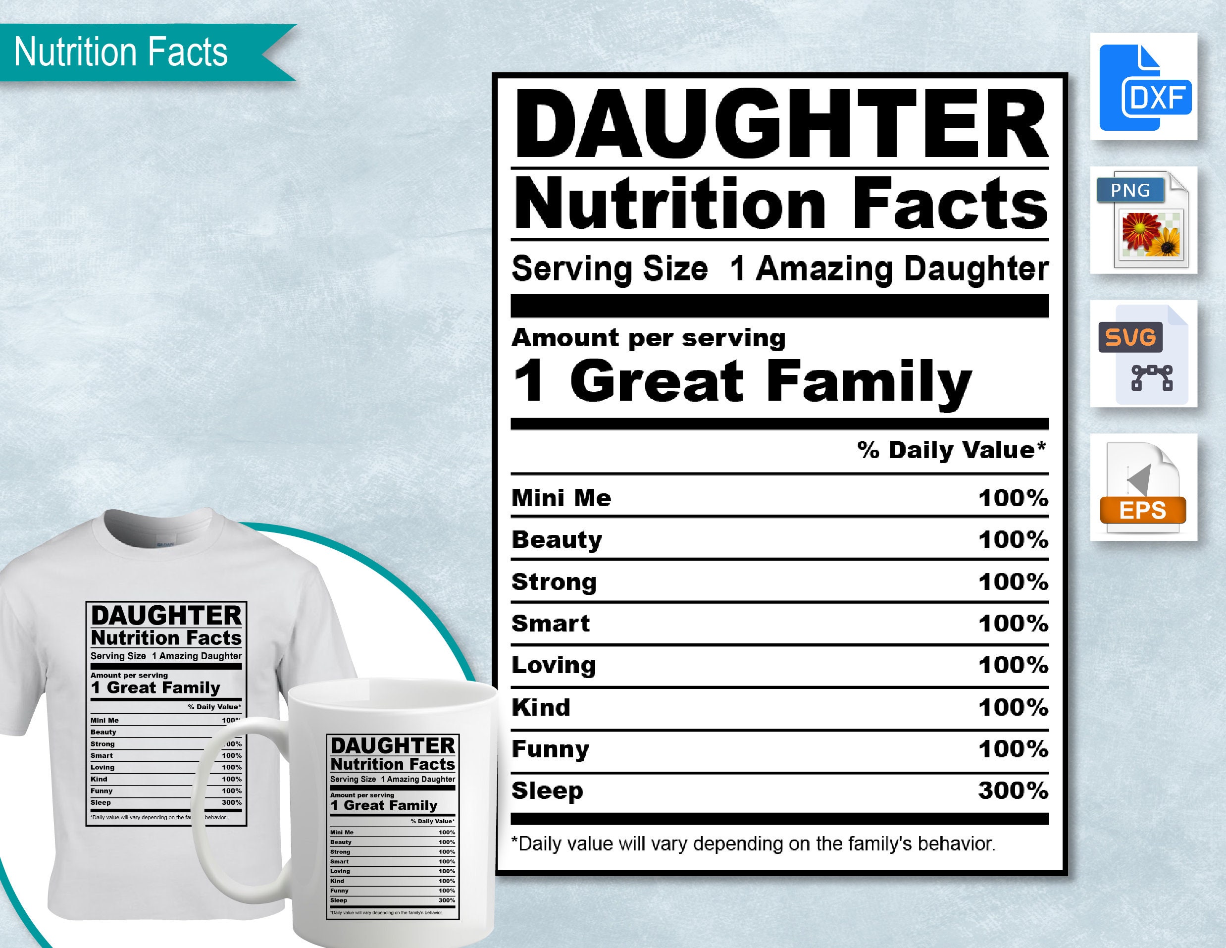 Daughter Nutrition Facts SVG Nutritional Fact Label Template ...