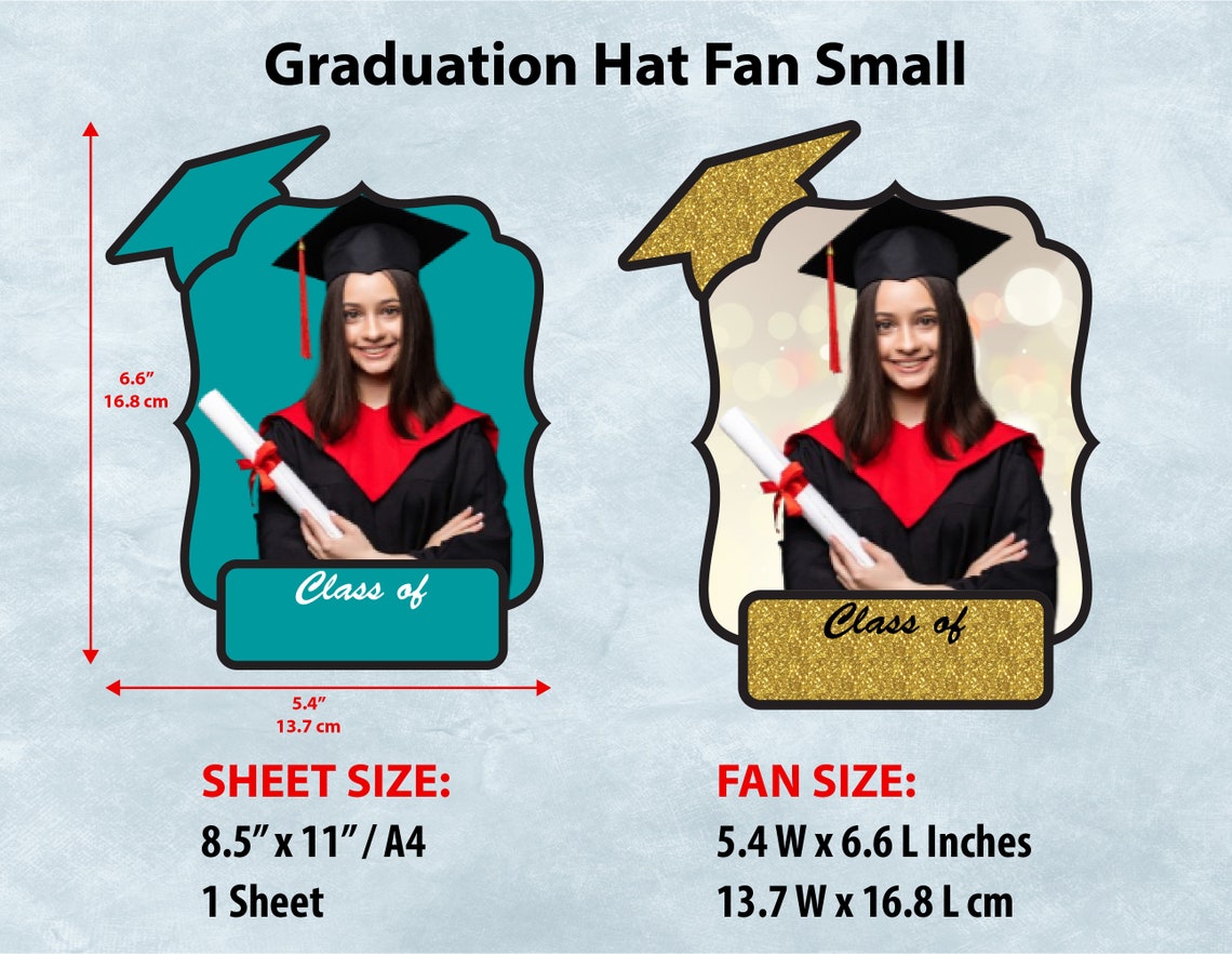 Graduation Cap Paddle Fan Blank Template, Editable, DIY Graduate Hat ...