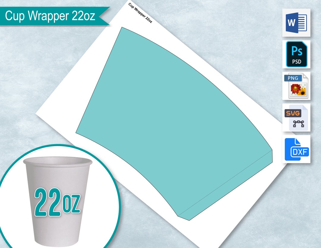 22oz Blank Paper Cup Wrapper Template, Styrofoam Coffee Cup Template ...