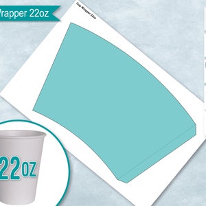 22oz Blank Paper Cup Wrapper Template,  Styrofoam Coffee Cup Template, Create Design Your Own, PSD, PNG, SVG, Dxf, Microsoft Word Doc Format