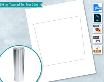 Skinny Tapered Tumbler 30oz Blank Wrapper Template, Tumbler Sublimation, Create Design Your Own, PsD, PnG, SvG, Dxf, Eps Formats